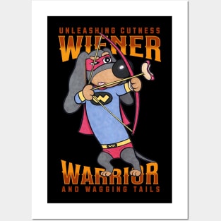 Cute Funny Super Doxie Dachshund Wiener Warrior Posters and Art